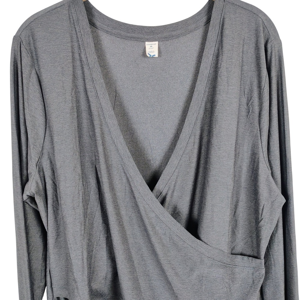 NWT Old Navy Womens XL Cloudmotion Go-Dry Wrap Top Grey Activewear Athleisure